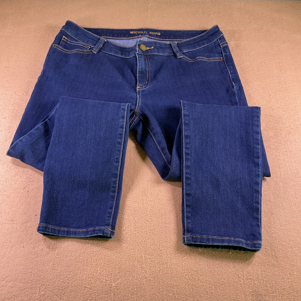 Michael Kors Womens Skinny Jeans Dark Wash Denim Blue Size 14 W36X29L - Picture 10 of 13